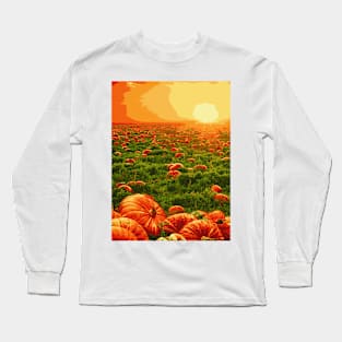 Halloween Pumpkin Farm - Landscape Long Sleeve T-Shirt